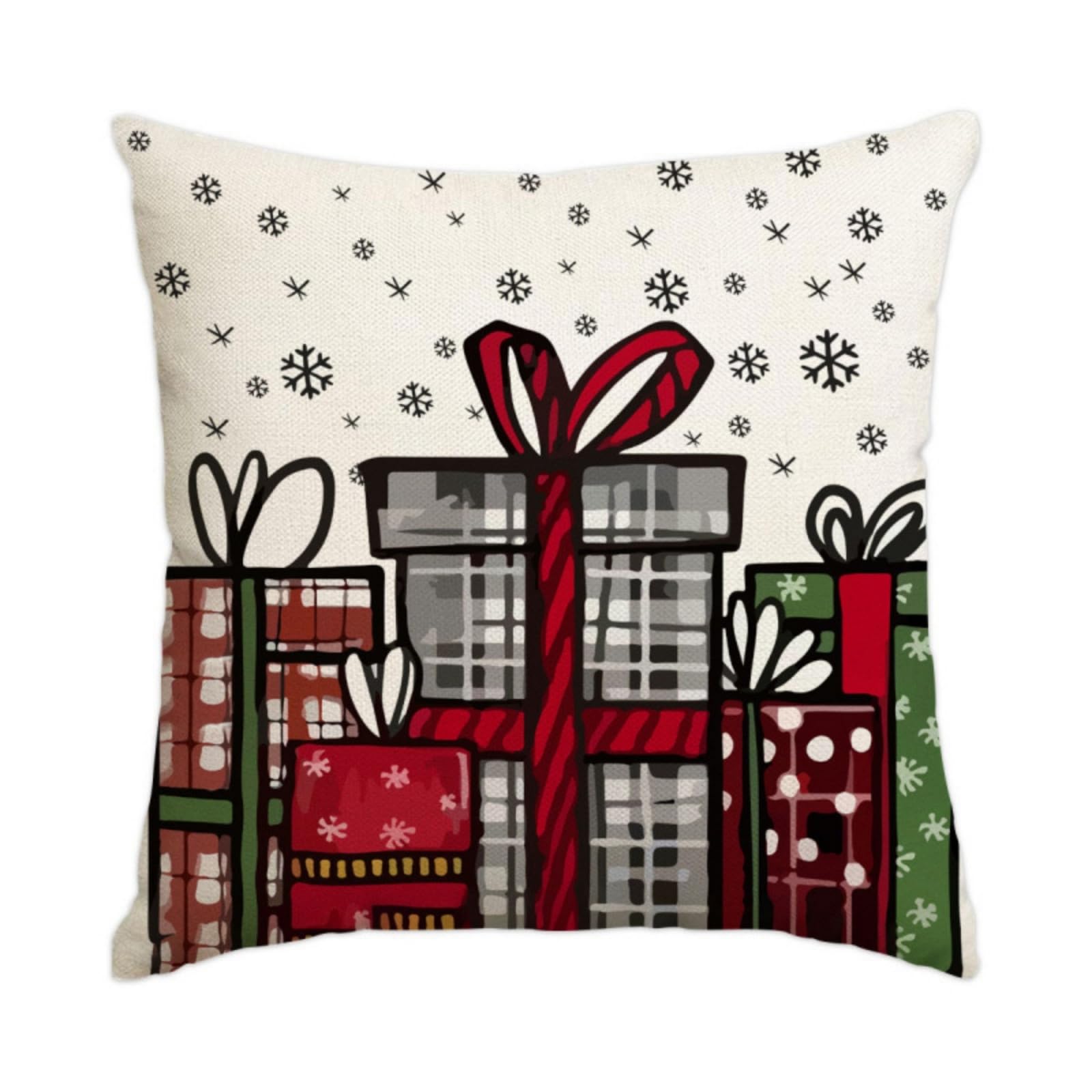 Cushion Covers 40cm x 40cm Red Gray Pillowcase with Invisible Zipper,Decorative Throw Pillows Cover Thickened linen fabric sSfa Cushions Cover,for Home Décor, Bedroom & Sofa