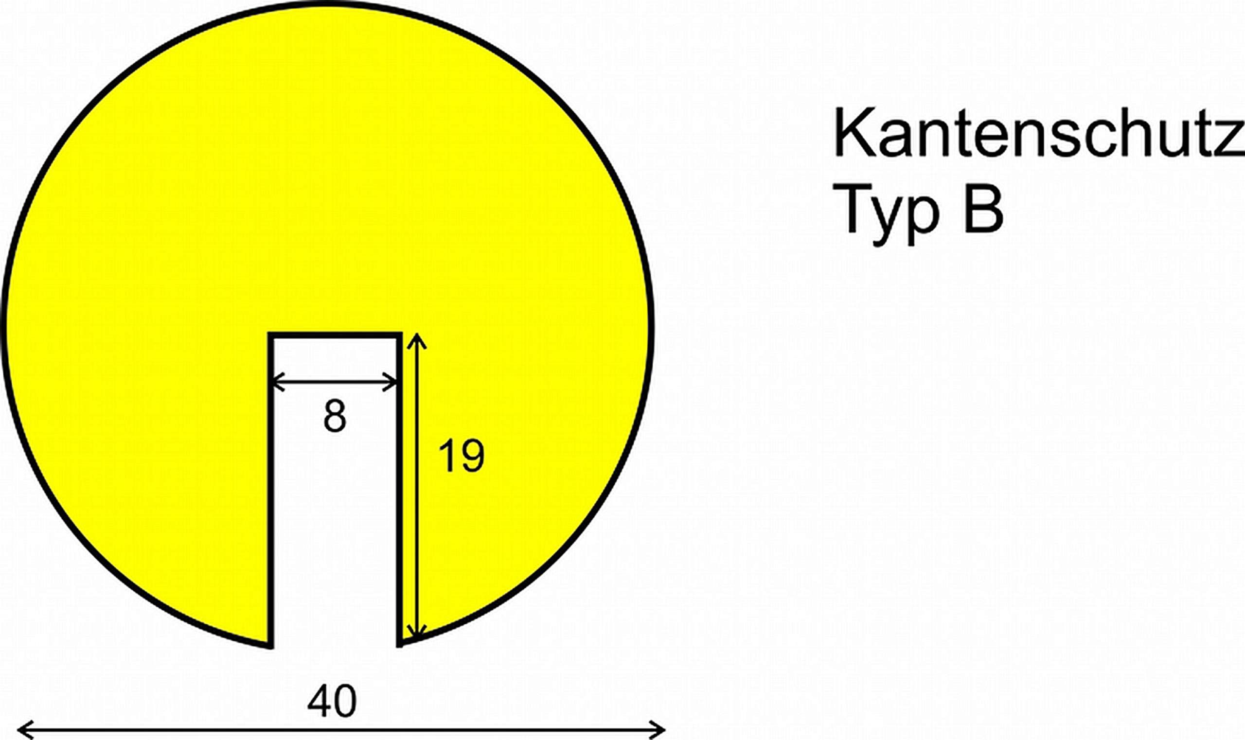 Knuffi 10011 Polyurethanschaum Kantenschutzprofil, Typ B, Gelb/Schwarz, 40mm Durchmesser, 1m Länge