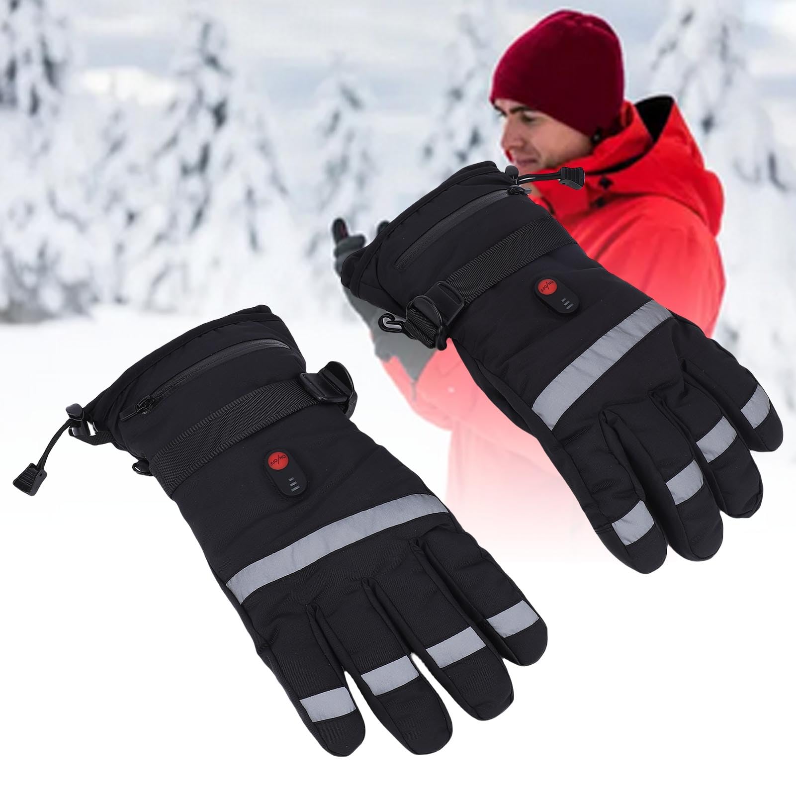 Cuifati Calefactables Recargables para Hombres y Mujeres, de Invierno Calentadores de Manos Eléctricos con 3 Niveles de Calefacción, Batería de 4000 MAh, Tiras Reflectantes para Motocicleta, esquí,