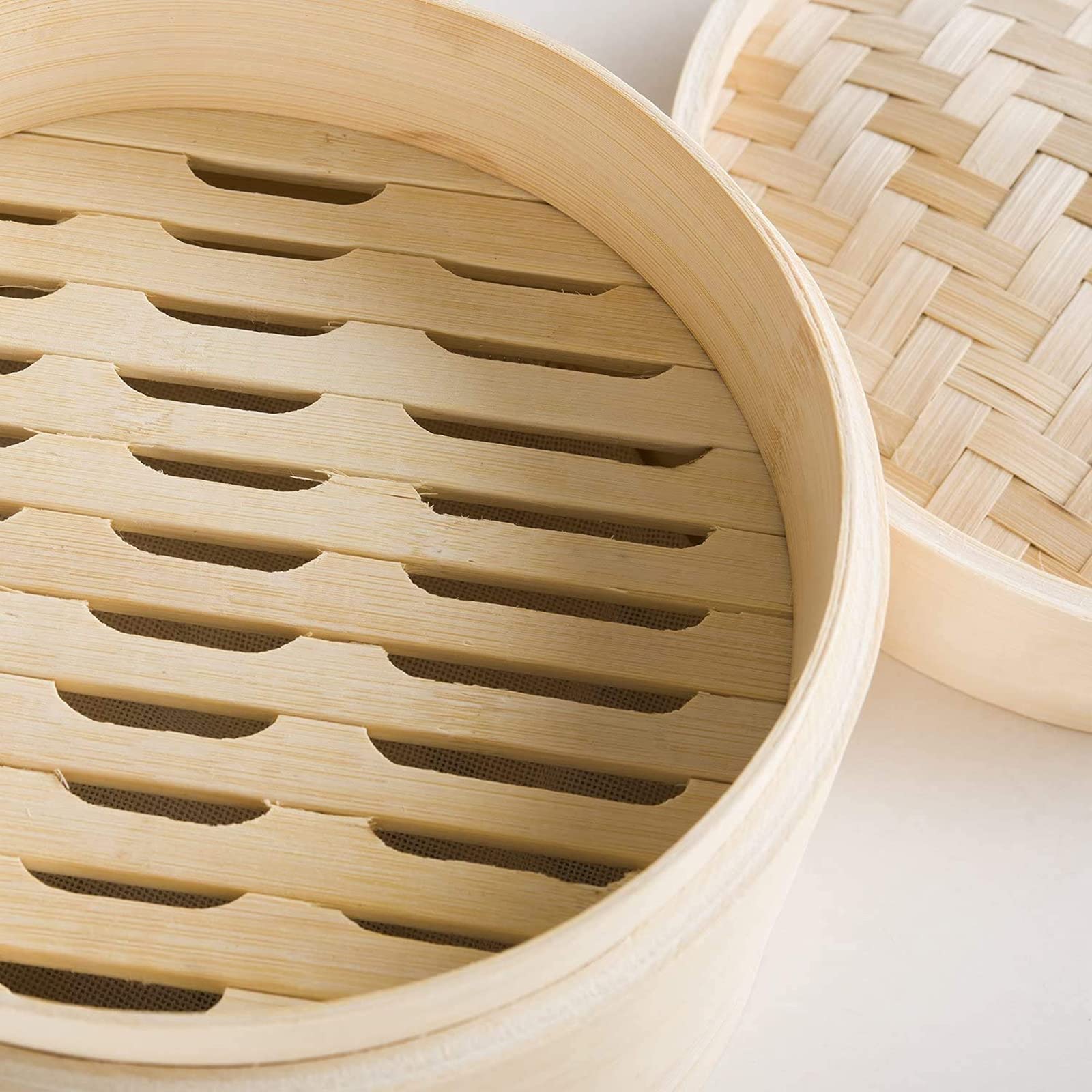 LTLWSH Traditioneller Bambusdmpfer und Dampfgarer fr Reis, Dim Sum,  Gemse, Fisch und Fleisch - Dumpling Maker inkl. 2 Baumwolltchern,21cm :  Amazon.de: Kche, Haushalt & Wohnen