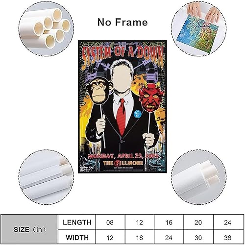 Miniatura 3 de Huici System of A Down - Póster de concierto para habitación, póster estético, pintura decorativa, lienzo, arte de pared, póster de sala de estar,