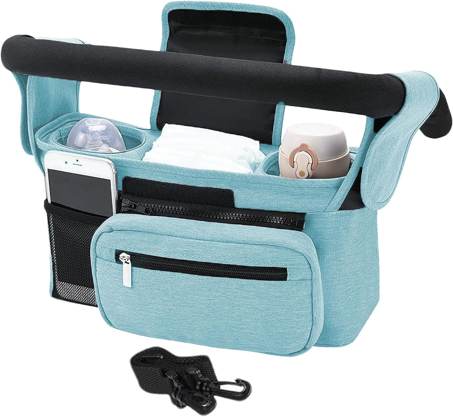 – Baby Stroller Organizer Bag | Large Capacity Stroller Attachment | Multi-Pocket Stroller Accessory | Diaper And Bottle, Portable Stroller Pouch Stroller Accessory Bag For Bottles Cups Diapers Wipes