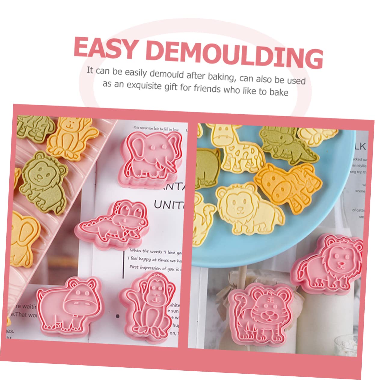 Cabilock 8pcs Animal Cookie Molds Fun Plastic Baking Stamps for Creative Cookie Decorating for Lunches and Parties Smooth Surface for Easy Demolding