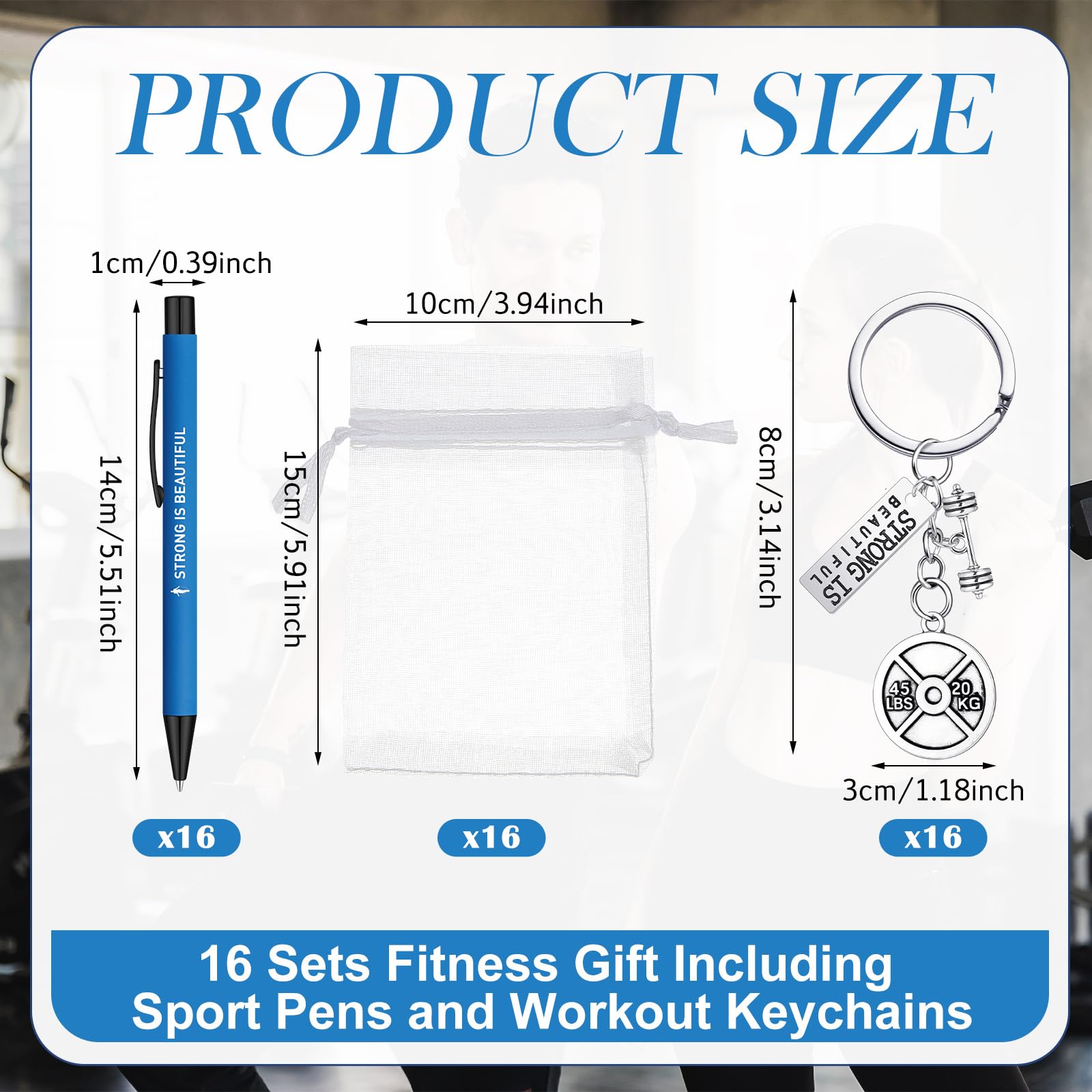 Yexiya 16 Sets Fitness Gift for Women Men Including Funny Sport Pens and Workout Gym Keychains Fitness Lovers Personal Trainer Gifts for Christmas Birthday