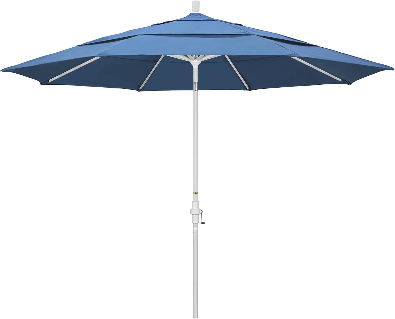 California Umbrella 11' Round Aluminum Market Umbrella, Crank Lift, Collar Tilt