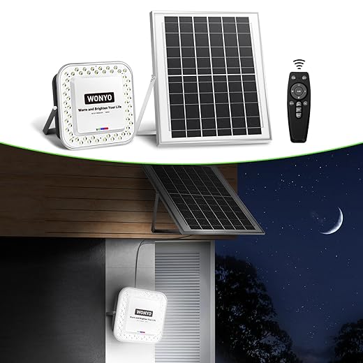 2600 Lumens 55LED Solar Flood Light, Split Solar Outdoor Lights with Remote Control, IP65 Waterproof Solar Powered Security Flood Light 10000mAh for Yard Patio Garage Barn (Radar Sensor)