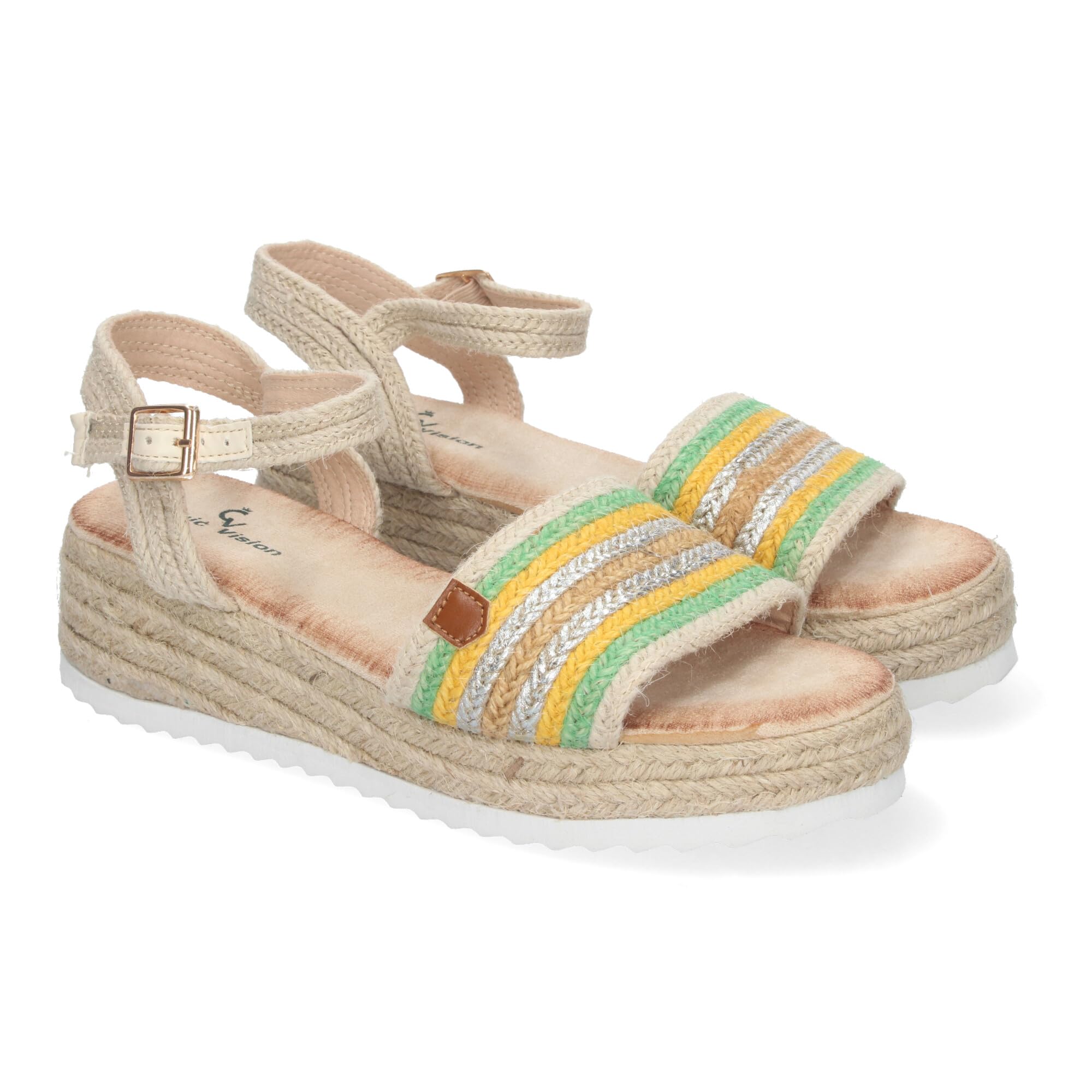 Shoes&blues.es - Sandalia Mujer Con Suela De Bio Y Yute, Diseño étnico, Pala Simple, Verano