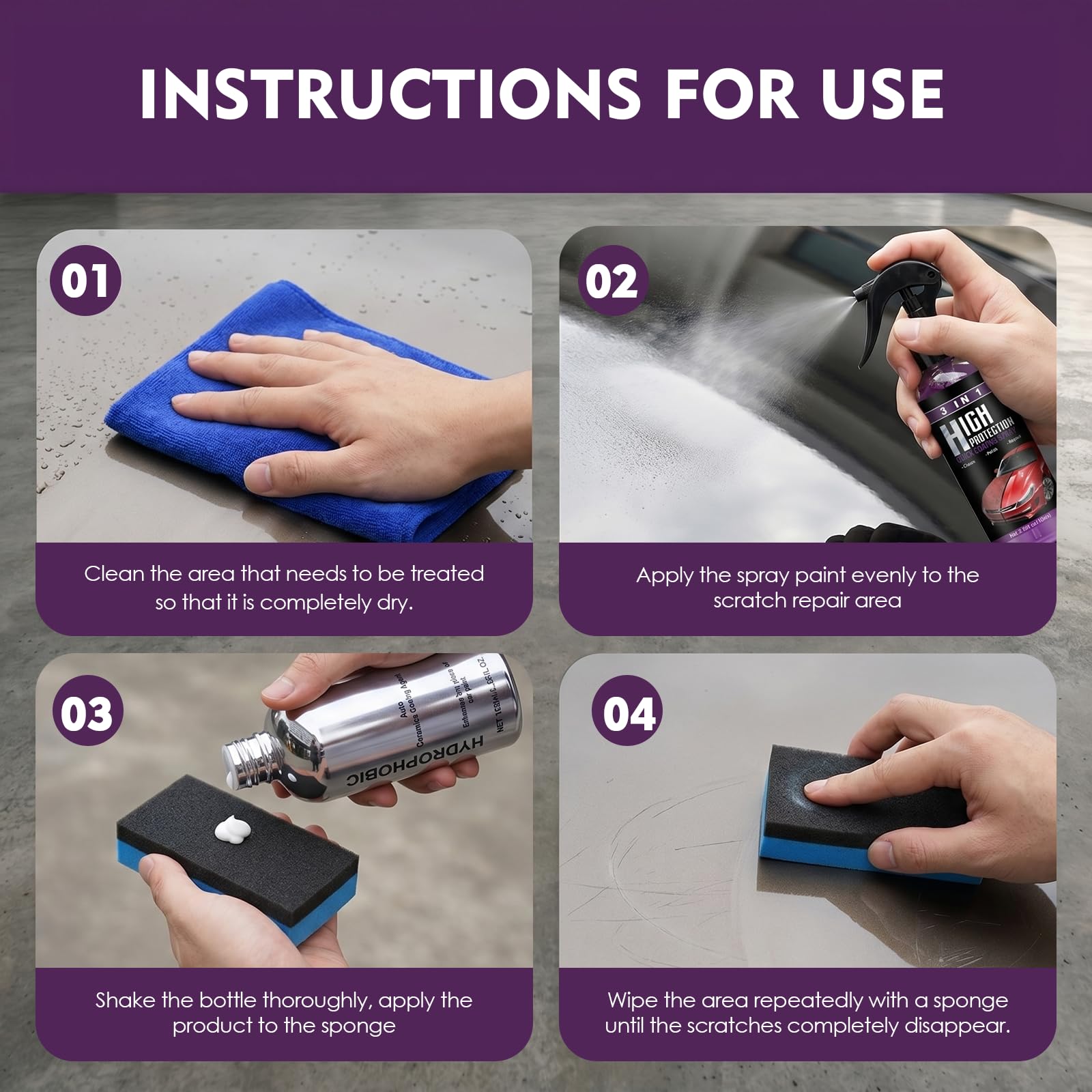 Reparador Arañazos & Pulido Cerámico Coche, 2026 NEW 2-en-1 Quita Arañazos Coche Kit, Paño Microfibra y Esponja Pulidora Para Arañazos y Brillo Intenso, Apto Para Todas las Pinturas