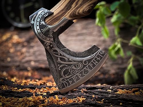 Miniatura 2 de Hacha vikinga de acero al carbono hecha a mano de 18 pulgadas, hacha de lanzamiento, hacha vikinga nórdica, regalo de cumpleaños para él, mango