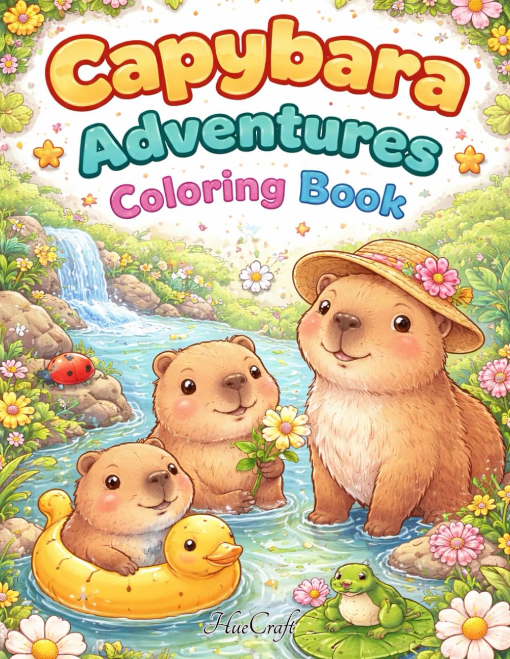 Capybara Adventures Coloring Book: Cute, Cozy and Relaxing Coloring Pages for Kids, Teens and Adults