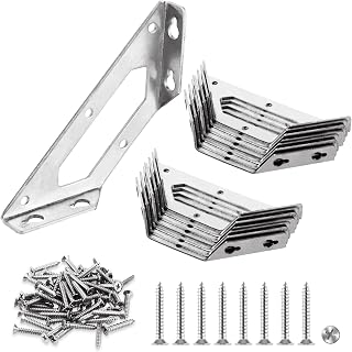 MIVIDE 18 conectores de esquina de acero inoxidable, 143 x 45 mm, forma triangular, abrazadera de esquina de acero inoxidable, para armario, mesa o silla