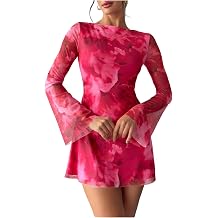 Milumia Womens Floral Long Sleeve Mini Dress 70s Going Out Dresses