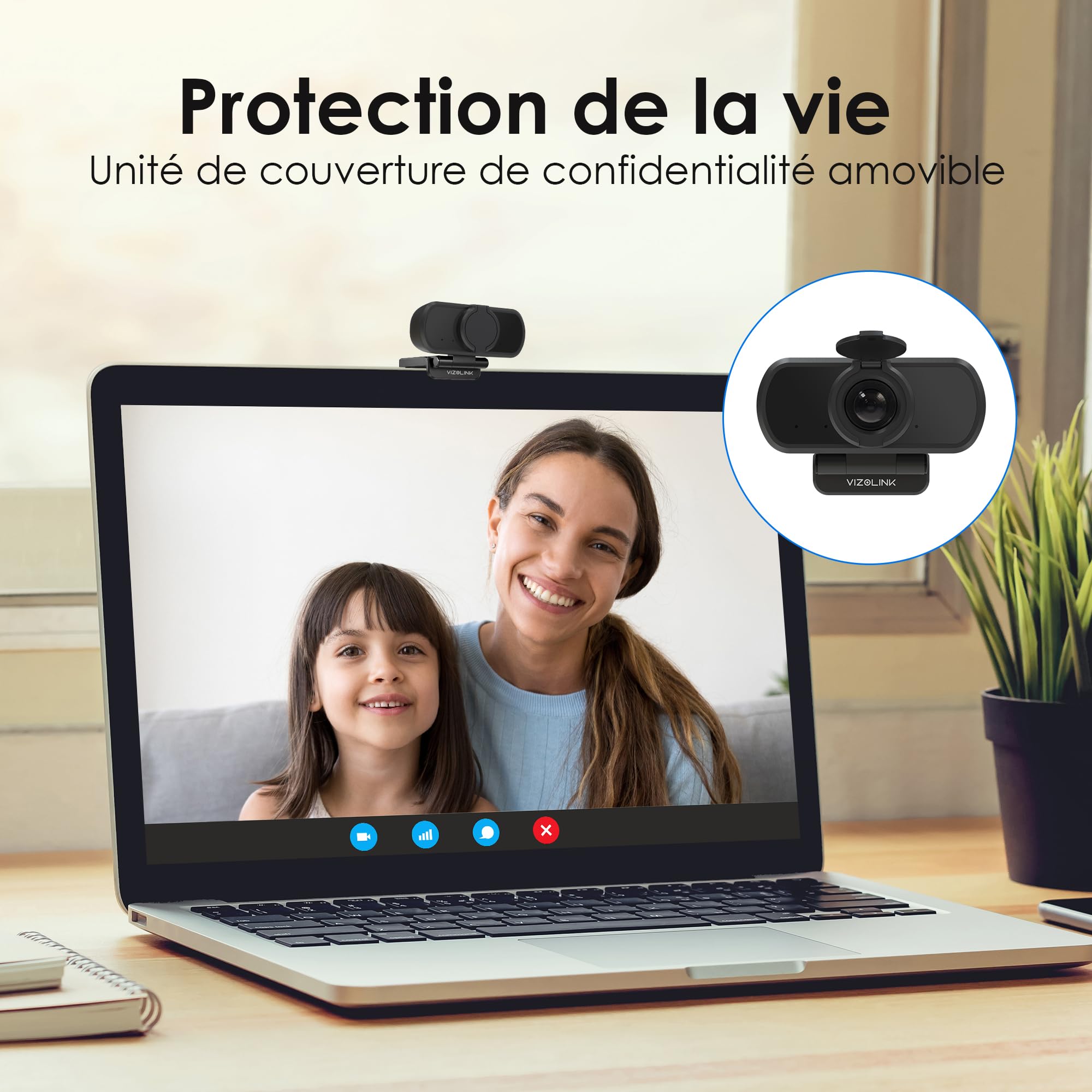 N21A Webcam Full HD 1080P 30FPS Webcam PC Grand Angle 100 °Mise au Point Fixe Deux Micro Correction Lumière Plug Play Windows MacOS Linux Youtube Streaming Skype Appel Vidéo Vidéoconférence