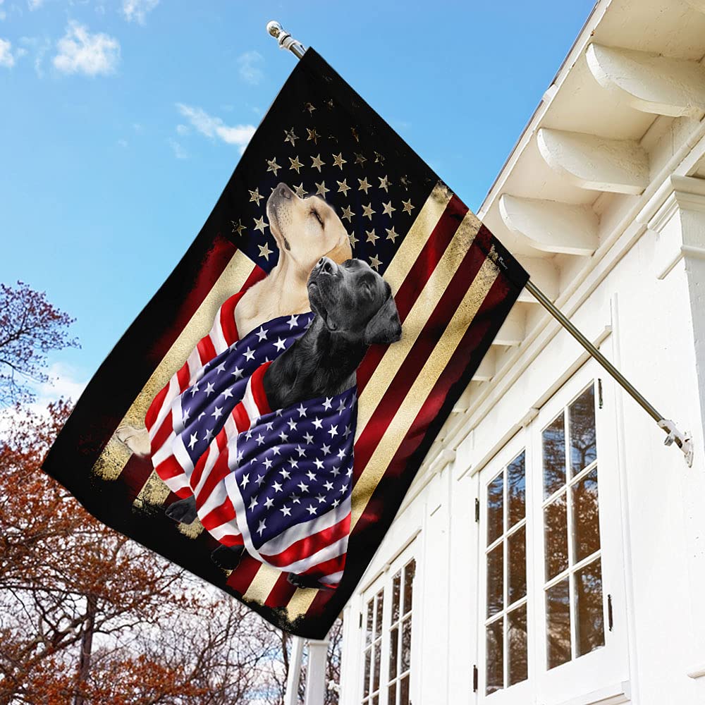 3dRose Gartenflagge Labrador Retriever – 12x18 Cm, Schwarz-Gelb, Polyester
