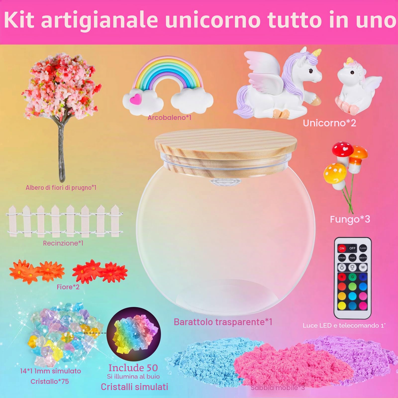 Yellcetoy Regalo unicorno per ragazze a partire dai 5 anni, set fai da te per bambini, unicorno, giocattolo di compleanno, idea regalo per ragazze, 5, 6, 7, 8, 9, 10, 11, 12 anni