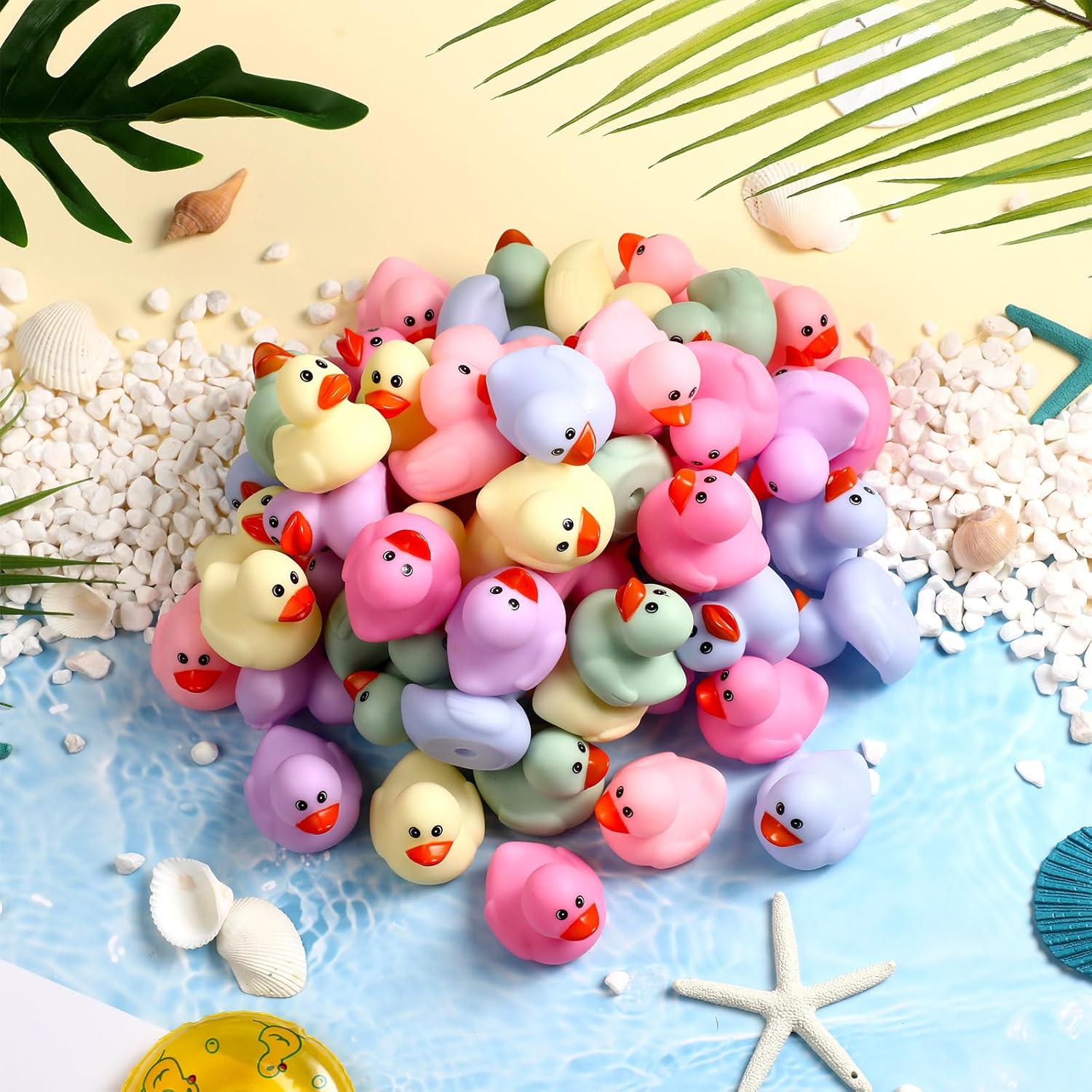 60 Pcs Macaron Color 2 Inch Rubber Ducks in Bulk Miniature Rubber Duckies Pastel Mini Ducks Small Toys Swimming Bath Toy for Birthday Party Favor Shower Decoration