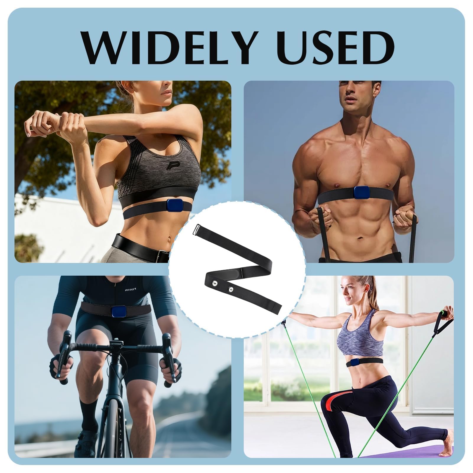 Cinturón Cardio Ajustable 70–105 cm para Sensor de Frecuencia Cardíaca, Compatible Banda Torácica de Repuesto para Deporte, Fitness, Correr y Ciclismo, Cómodo y Antisudor