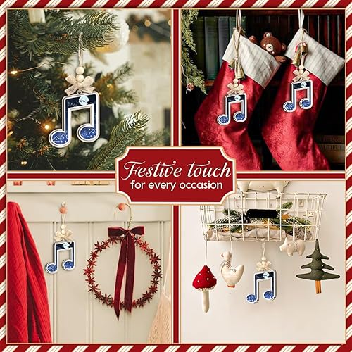 Miniatura 5 de Adorno de Navidad con notas musicales, adornos de notas musicales para músicos, amantes de la música, hombres y mujeres, idea de intercambio de