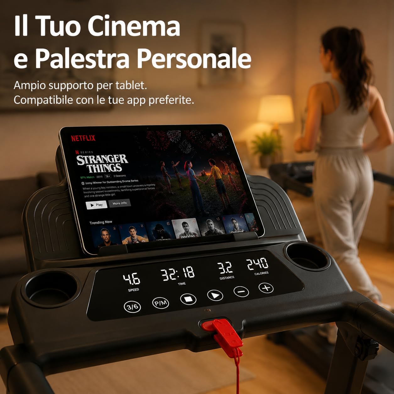 Tapis Roulant Pieghevole Salvaspazio per Casa, Inclinazione 15%, Walking Pad Elettrico 12 km/h, Motore Silenzioso 3.0 HP, Display LED, Portata 156 kg