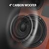Parlantes de estantería amplificados de 60W, woofer de fibra de carbono de 4" y tweeter de 1", entradas USB-C/RCA/AUX, pequeña pantalla, impedancia de 4 ohmios, para tocadiscos, TV, PC, escritorio, smartphone (marrón) 5