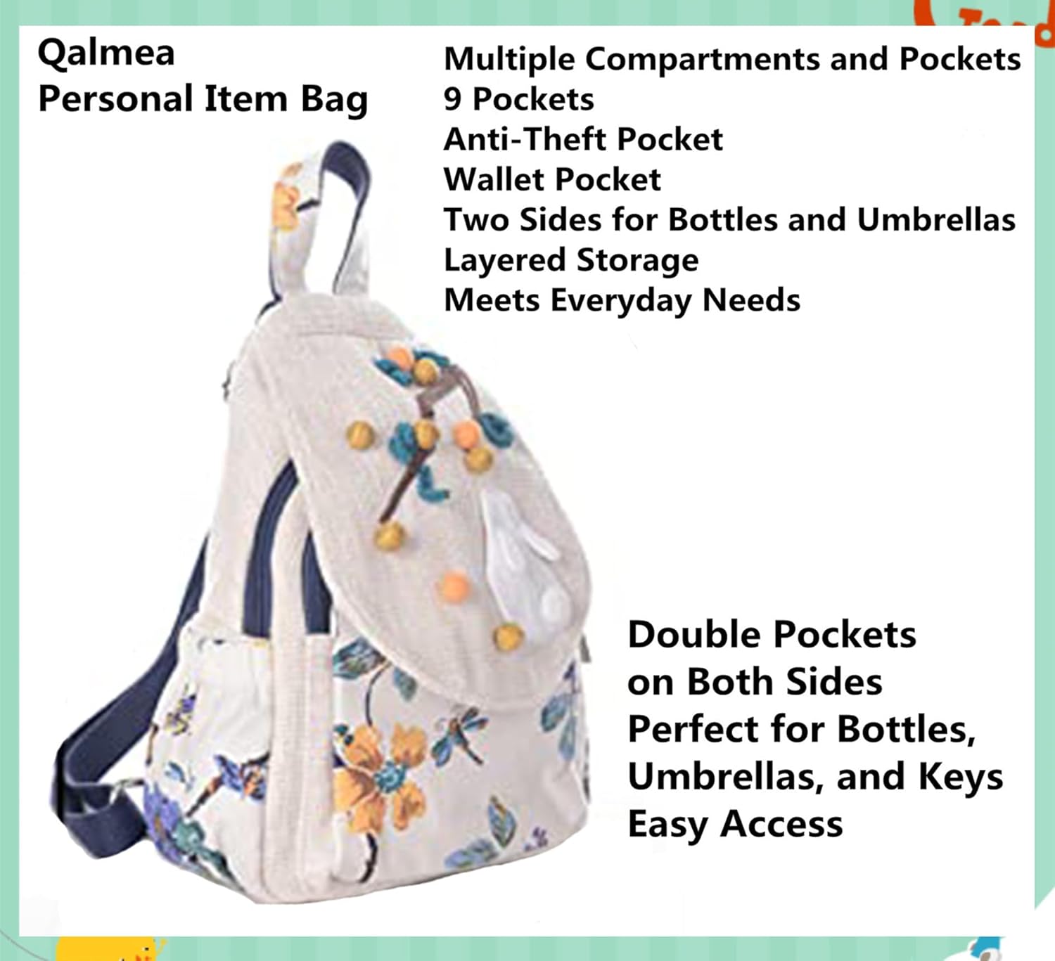 Boho Style Bag, Convertible Crossbody Purse for Women Rabbit Backpack for Girls Embroidered Backpack - Image 4