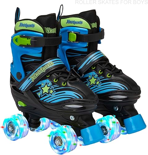 XinoSports - Patines ajustables para niños y niñas con ruedas iluminadas (de 5 a 20 años)  Patines con ruedas iluminadoras