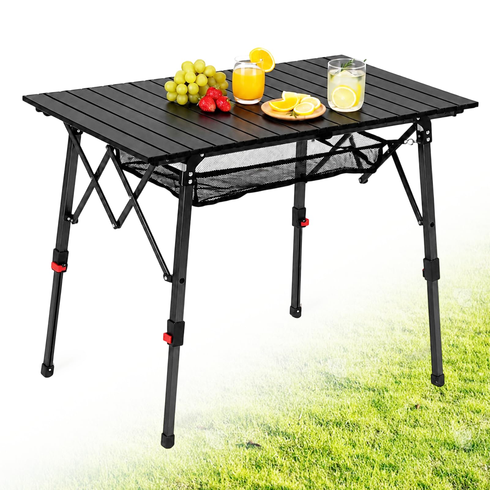 HAUSPROFI Campingtisch Klappbar Aluminium Höhenverstellbar Falttisch mit Aufrollbarer Tischplatte Tragetasche & Netztasche für Camping Picknick Garten Balkon Outdoor, Model 2026