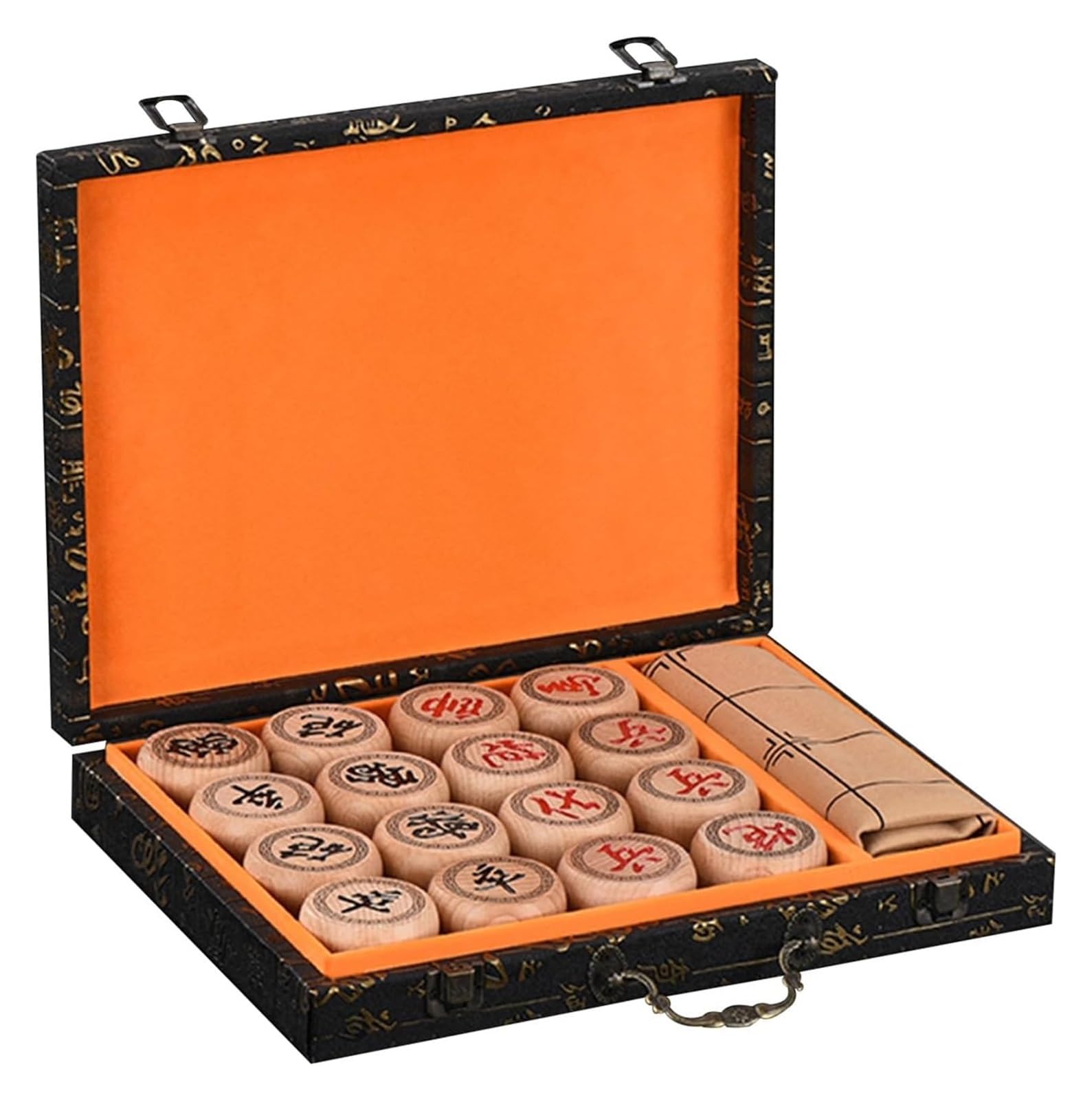 Zestaw szachowy Xiangqi dla 2 graczy - edukacyjna strategiczna gra planszowa z pudełkiem i skórzaną szachownicą (Beechwood 5.8cm/2.3in)