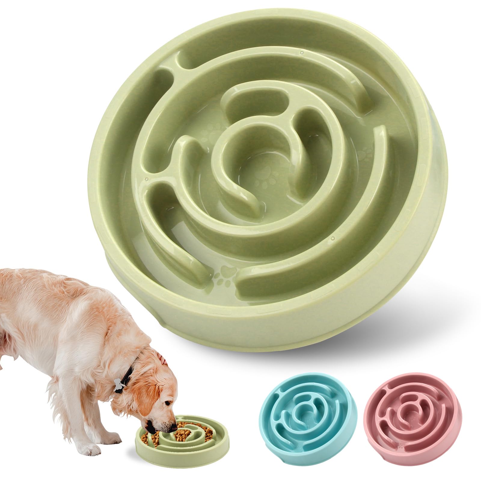 Slow Feeder Dog Bowls, Silicone Dog Bowl with Anti-Slip, Slow Feeder & Non-Slip Design, Boredom and Anxiety Reducer