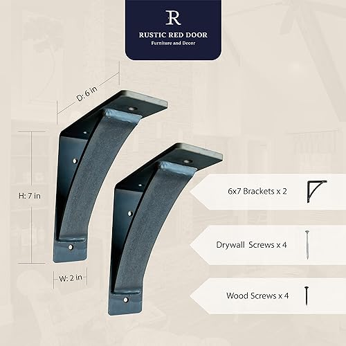 Miniatura 112 de Rustic Red Door Co. Soporte triangular de acero resistente para estante flotante, pequeño decorativo, soporte de estantería de bricolaje