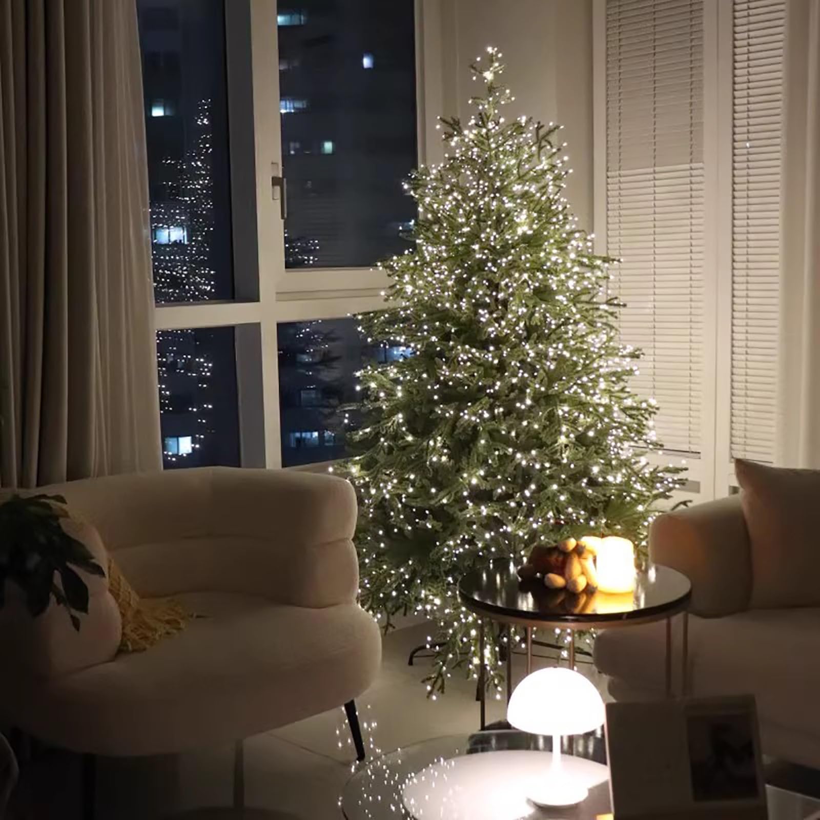 Arboles de Navidad con Luces Integradas, Arbol de Navidad Artificiales de Abeto con Ramas Engrosadas, con Control Remoto, Base Plegable(120cm/4ft)