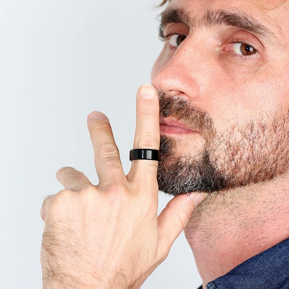 TGNEL Mens Black/Silver Spinner Wedding Ring Titanium Steel Rings 8mm, Brushed Stainless Steel Stress fidget Wedding Band for Anxiety Comfort fit - Image 6