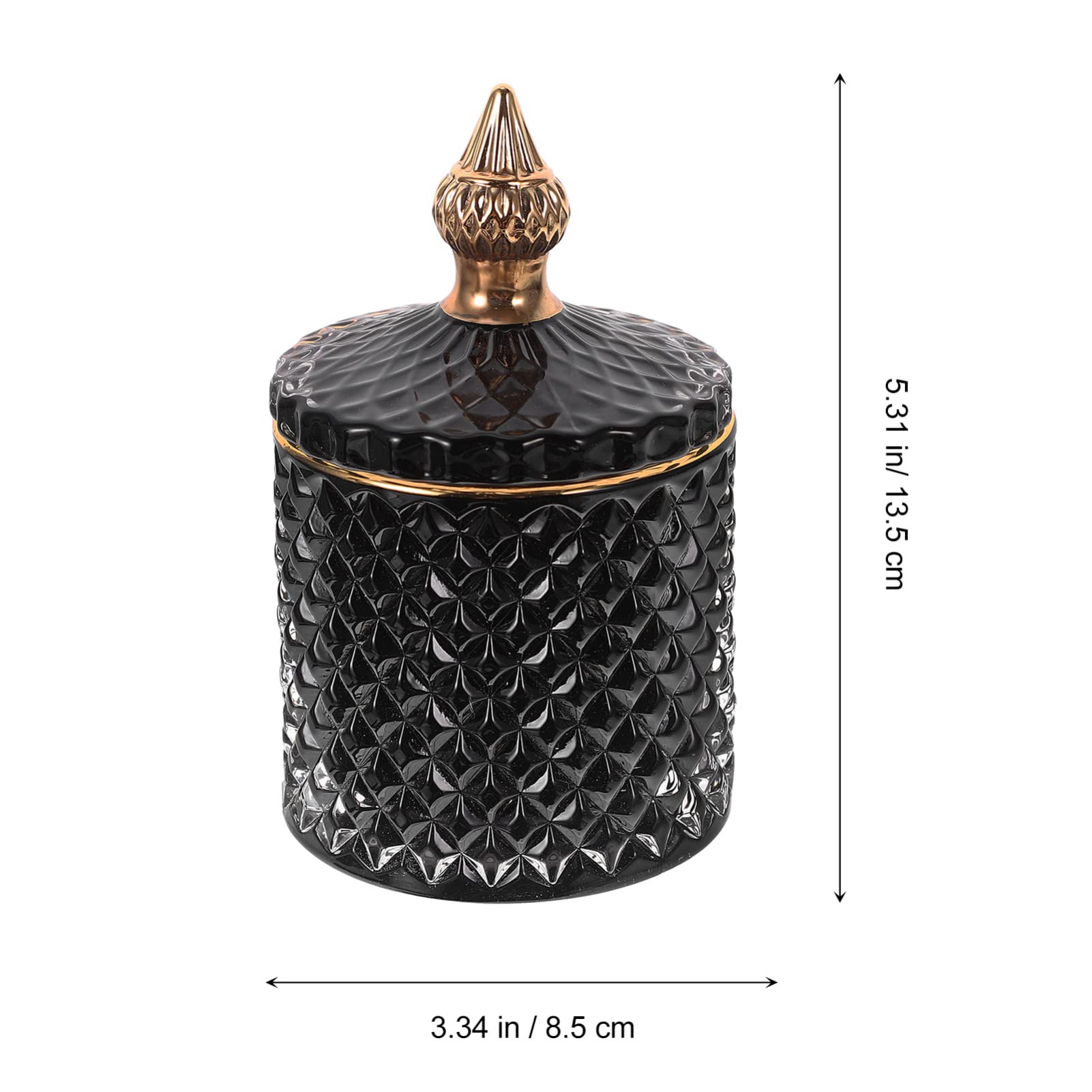 Garneck Glas Vorratsdose mit Deckel Schwarz Bonboniere Süßigkeiten Dose Schmuckdose Zuckerdose Wattepadspender Schmuck Perlen Candy Schokolade Aufbewahrung Multifunktional Organizer