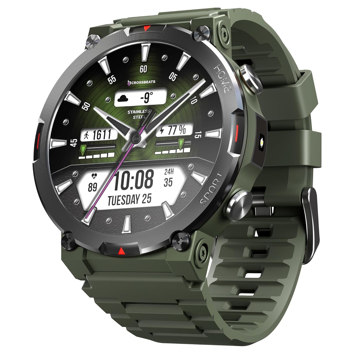 CrossBeats Everest 2.0 Smart Watch for Men 1.43″ True AMOLED, Always ON Display Bluetooth Calling Rugged Outdoor Military Grade Certified Upto 15 Days Battery Life Smartwatch (Camo Green) CrossBeats Everest 2.0 Smart Watch for Men 1.43″ True AMOLED, Always ON Display Bluetooth Calling Rugged Outdoor Military Grade Certified Upto 15 Days Battery Life Smartwatch (Camo Green)