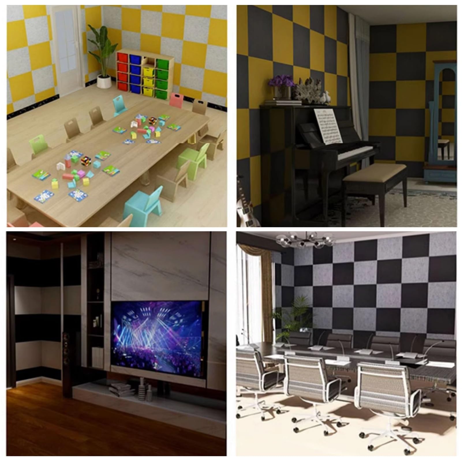 Pannelli in schiuma acustica, schiuma acustica autoadesiva per isolamento acustico, trattamenti acustici per studi di registrazione, imbottitura fonoassorbente per casa/camera da letto/ufficio/KTV (ne