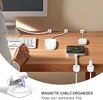 6 Pack Magnetic Cable Clip Organizer Cord Holder, Picozon Adhesive Cable Management, Wire Phone USB Charger Cable Holder Keeper Organizer for Car, Office Home Desktop, Wall, Night Table