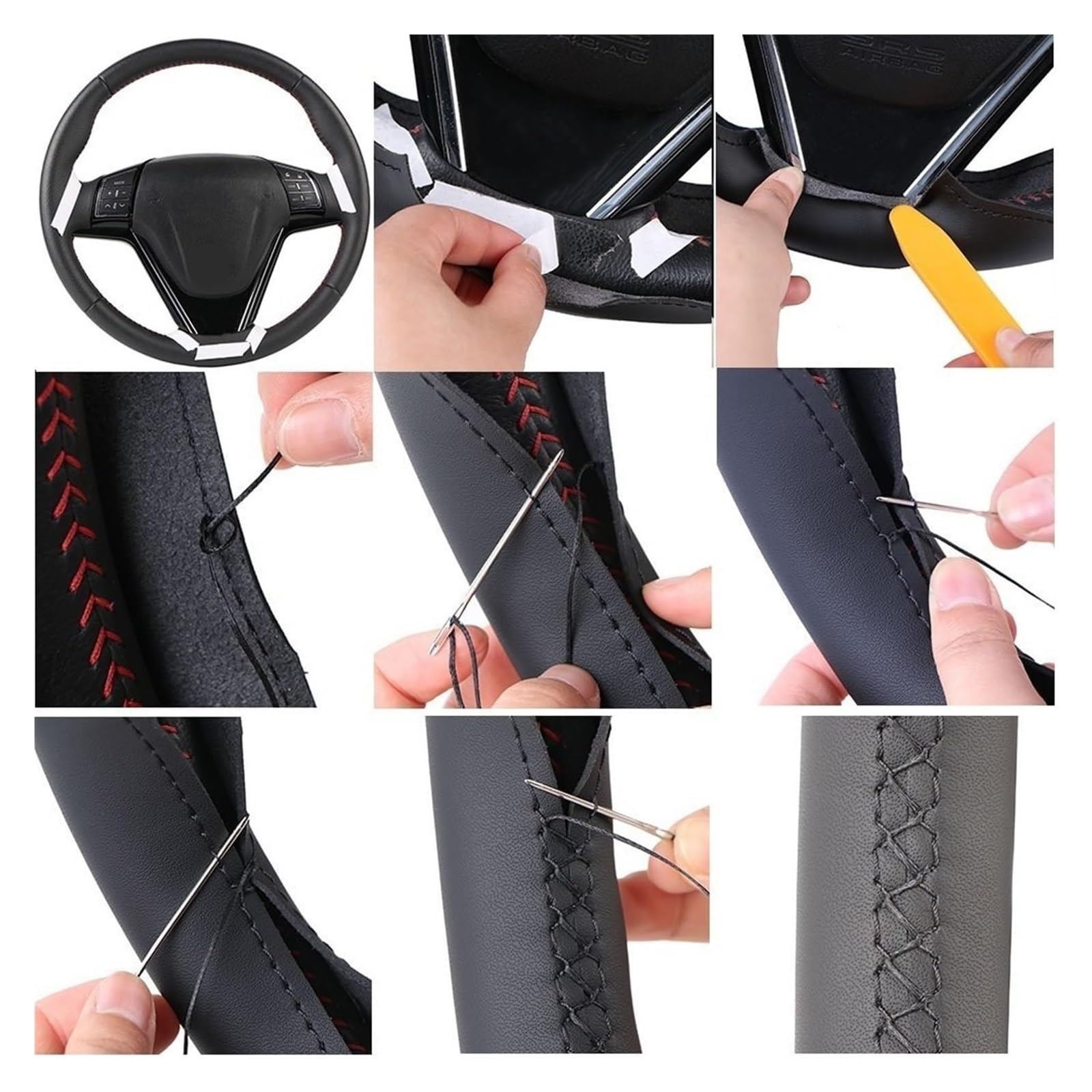 para Nissan para Almera para XTrail para Primera para Terrano para Pathfinder para Paladin Funda para Volante De Coche Automotriz Funda para Volante(Yellow Thread)