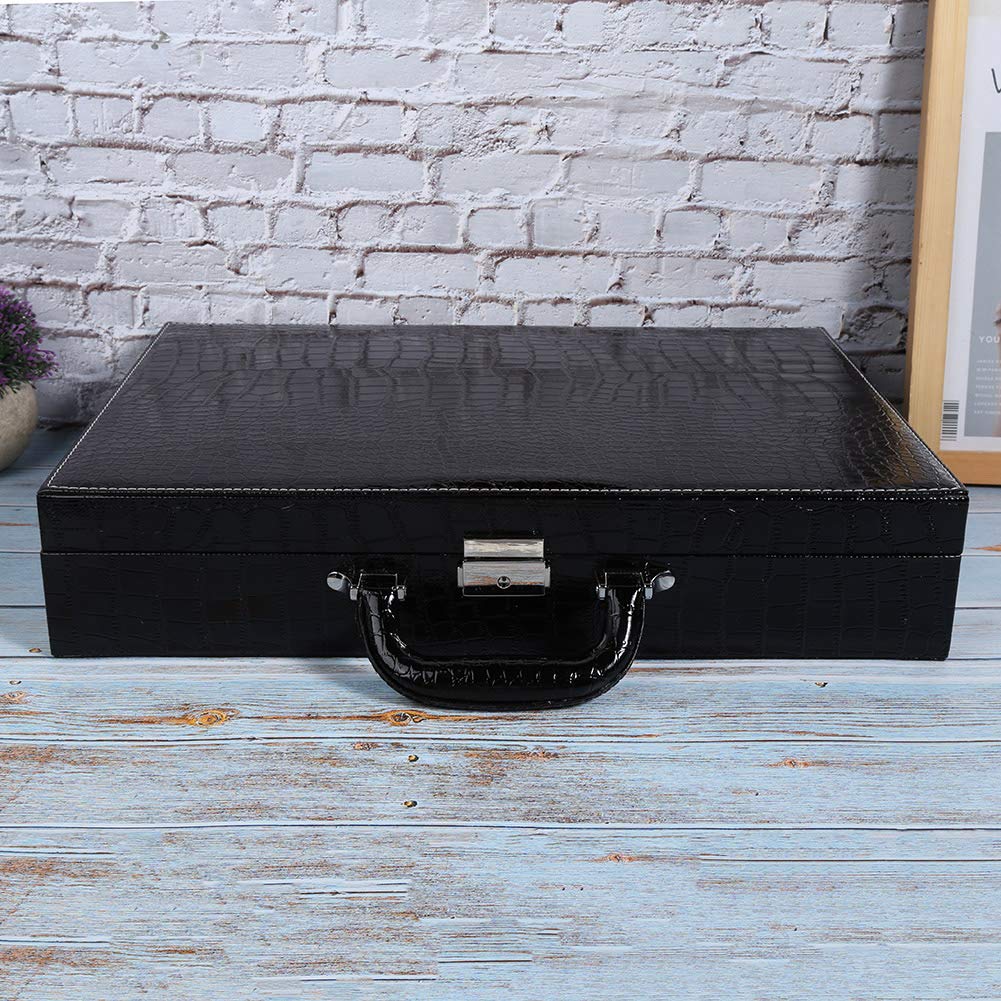 KIMISS Vetrina per Orologi con 12 Slot - Valigia Portaoggetti con 24 Griglie Organizer per Grandi Spazi in Pelle PU con Chiave - Porta Gioielli