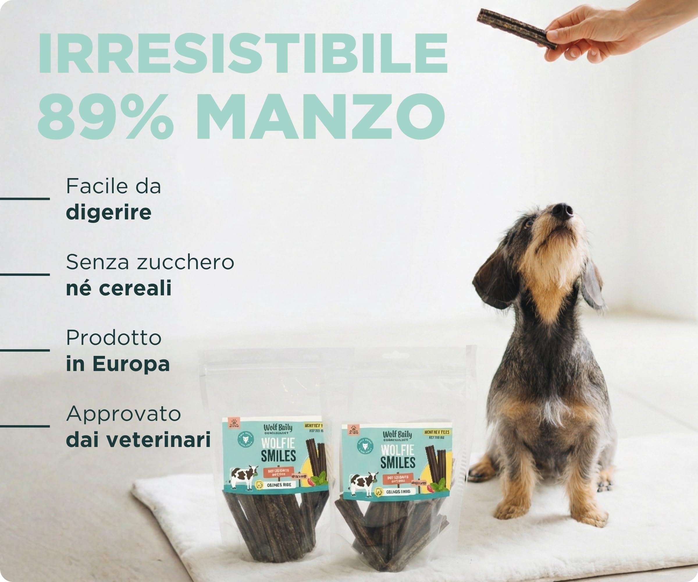 Wolf Belly - Dental Stick per Cani Naturali (28 pz) 89% Manzo Senza Cereali | Igiene Dentale & Alito Fresco | Ascophyllum Nodosum | Delizioso Sapore di Carne | Ricco di Proteine - Prodotto in Europa