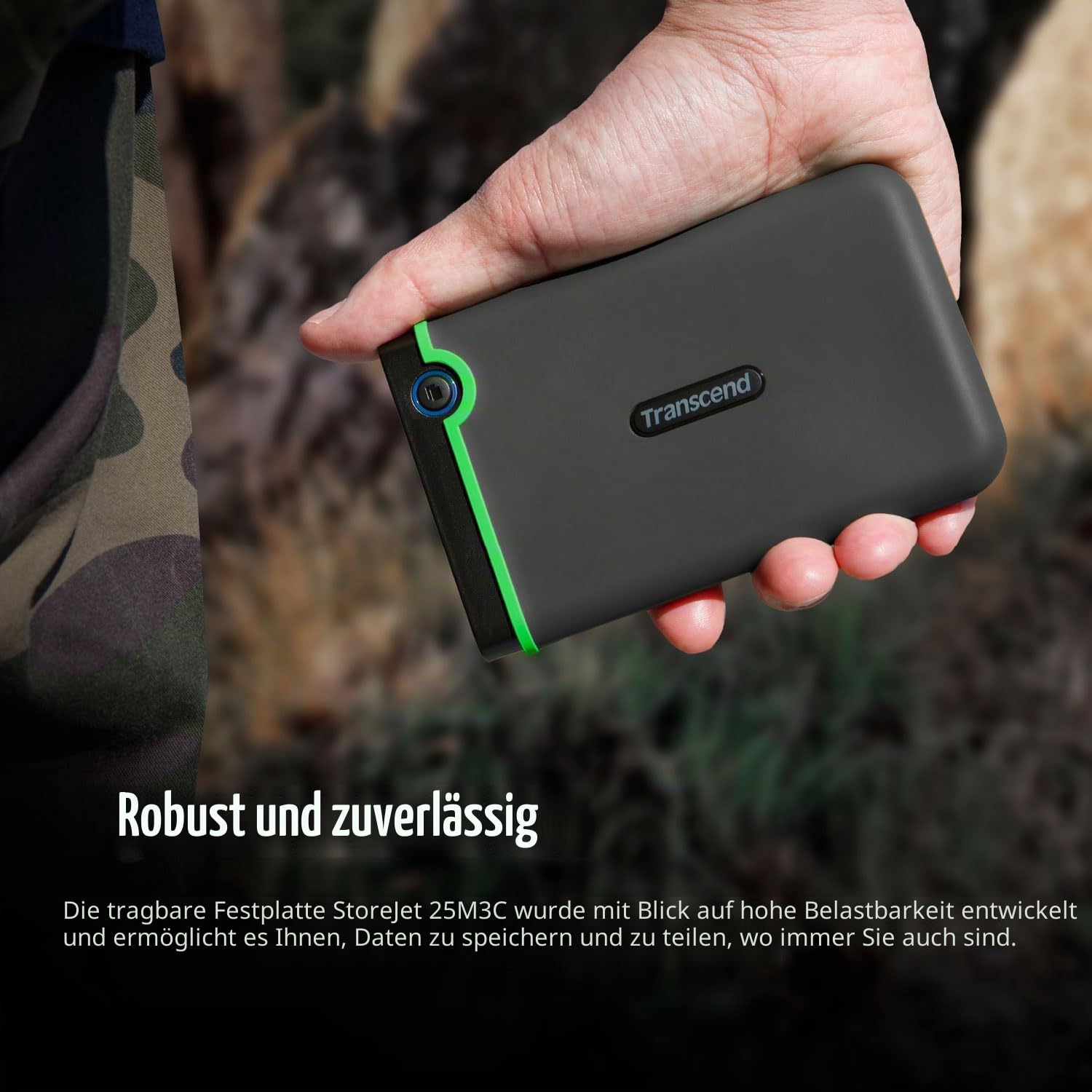 Transcend StoreJet 25M3C 2TB Externe Festplatte, USB Type-C, Anti-Schock (Militärstandard), USB 3.1 Gen 1, 2.5 Zoll, Eisengrau| Ideal für MacBook, iPad Pro & USB-C Laptops