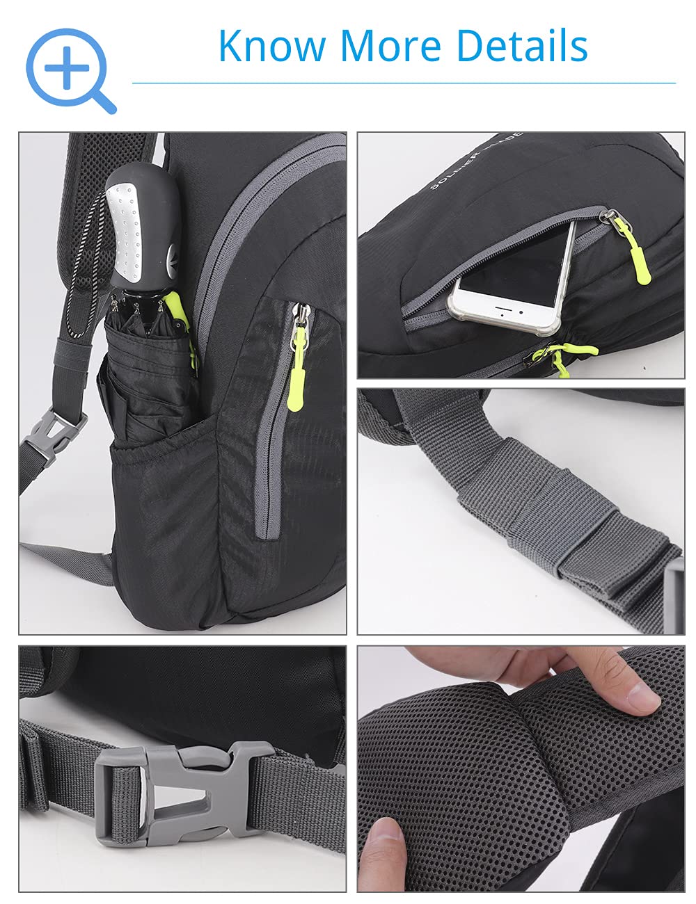 Torba na klatkę piersiową, mały plecak na ramię, wodoodporny nylon, poduszka z siatki o strukturze plastra miodu, lekki mały plecak na wędrówki, podróże, jazdę na rowerze, wędrówki z psem