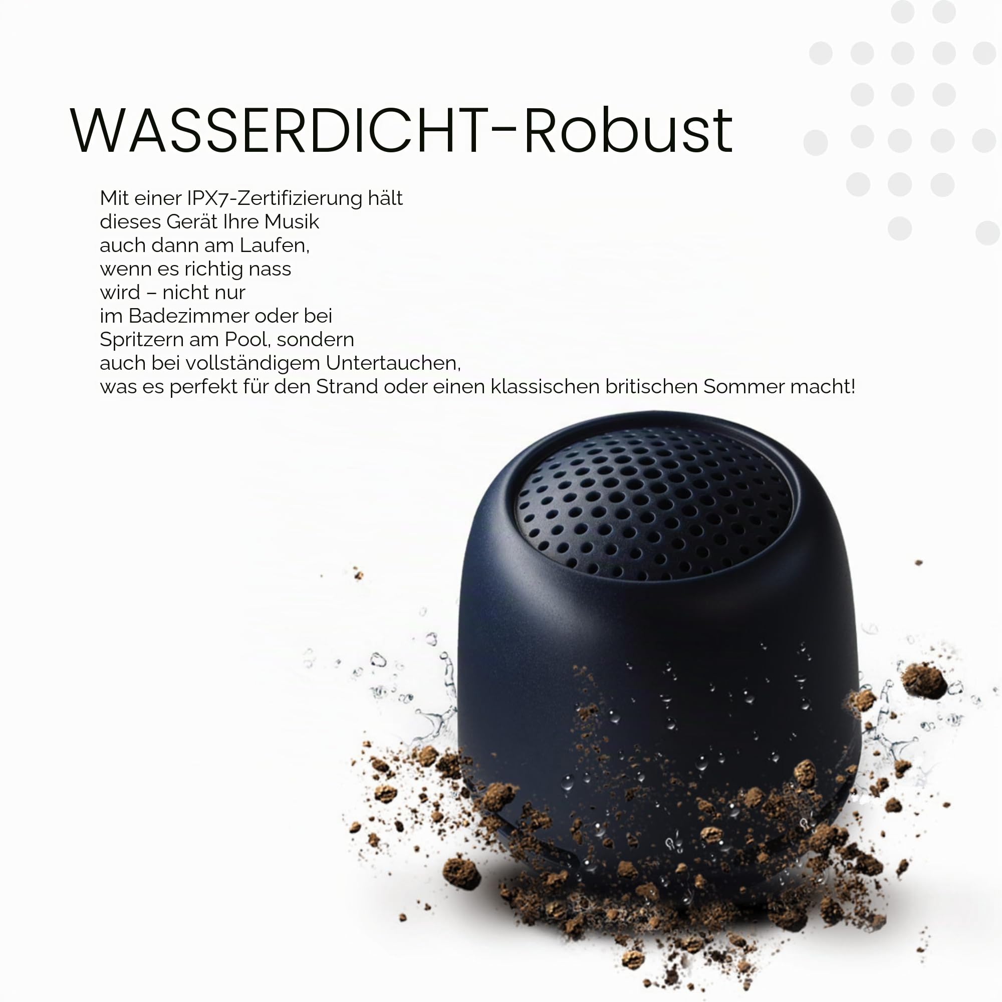 Boompods Zero XL Outdoor Lautsprecher - IPX7 Wasserschutz Tragbarer Bluetooth Lautsprecher, 9 Stunden Akku und Dual-Pairing, Kabellose Musikbox klein für Dusche, nur für Apple-Geräte, Schwarz