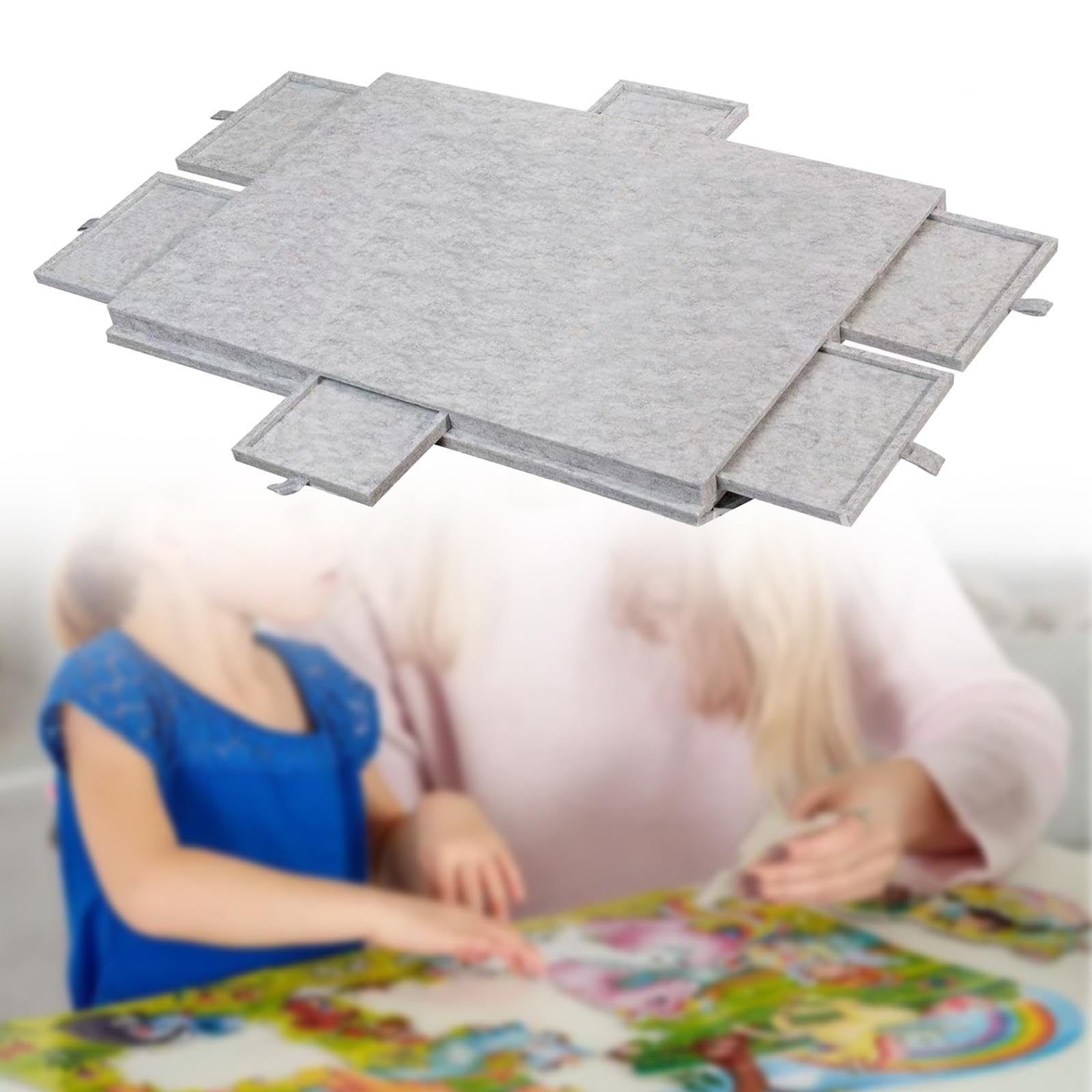 Mesa Rompecabezas Tablero Plegable con Seis Cajones de Fieltro Antideslizante para Organización de Piezas Y Montaje Adecuado para Aficionados Y Regalo, Light Gray S