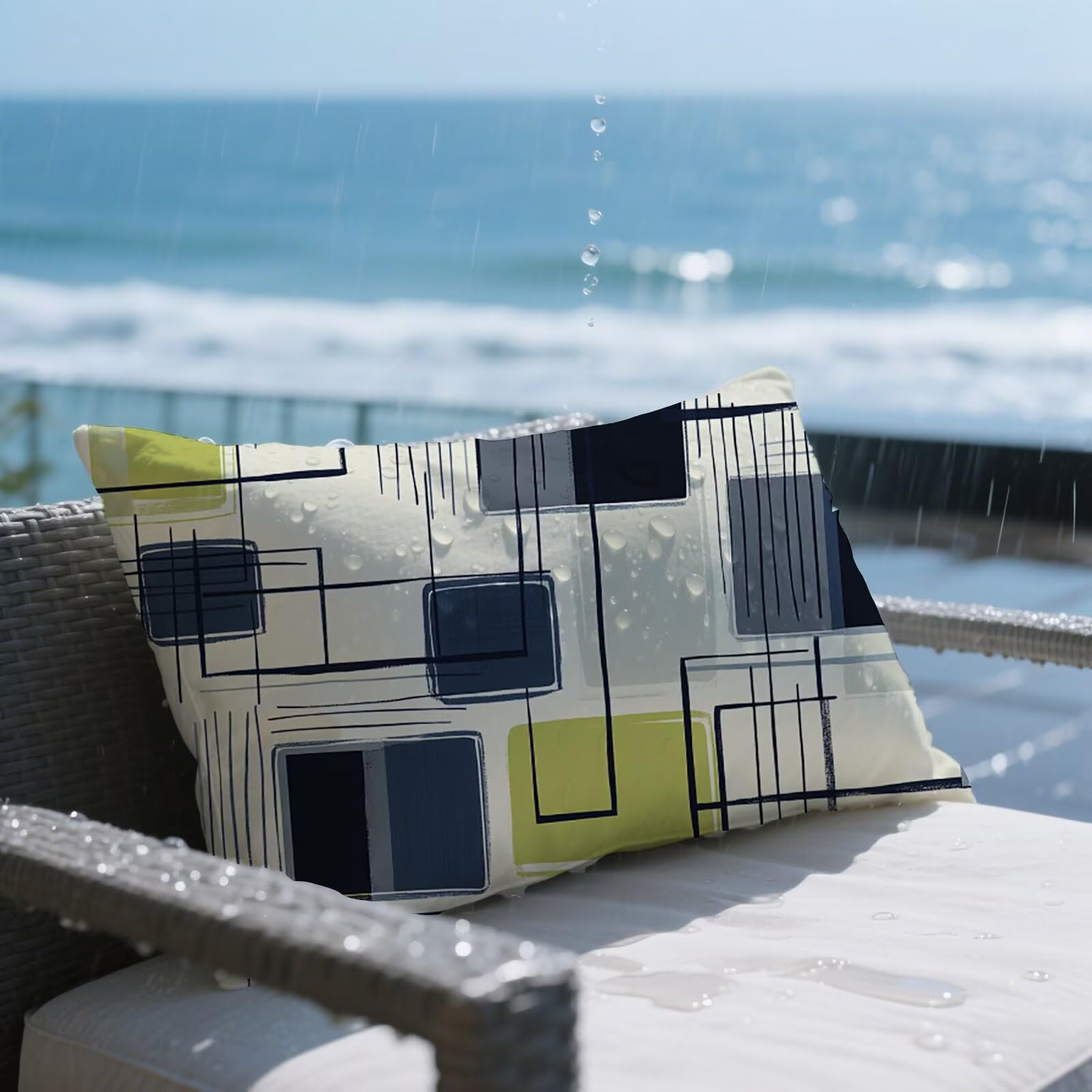 Outdoor Kissen 60x120 cm 2er Set, Grün Kissenbezug 60x120 Outdoor Wetterfest Kissenbezüge Geometrie Samtkissen Kopfkissenbezug für Deko Balkon Patio Garten Kissenhüllen, Geschenke für Frauen T-3366
