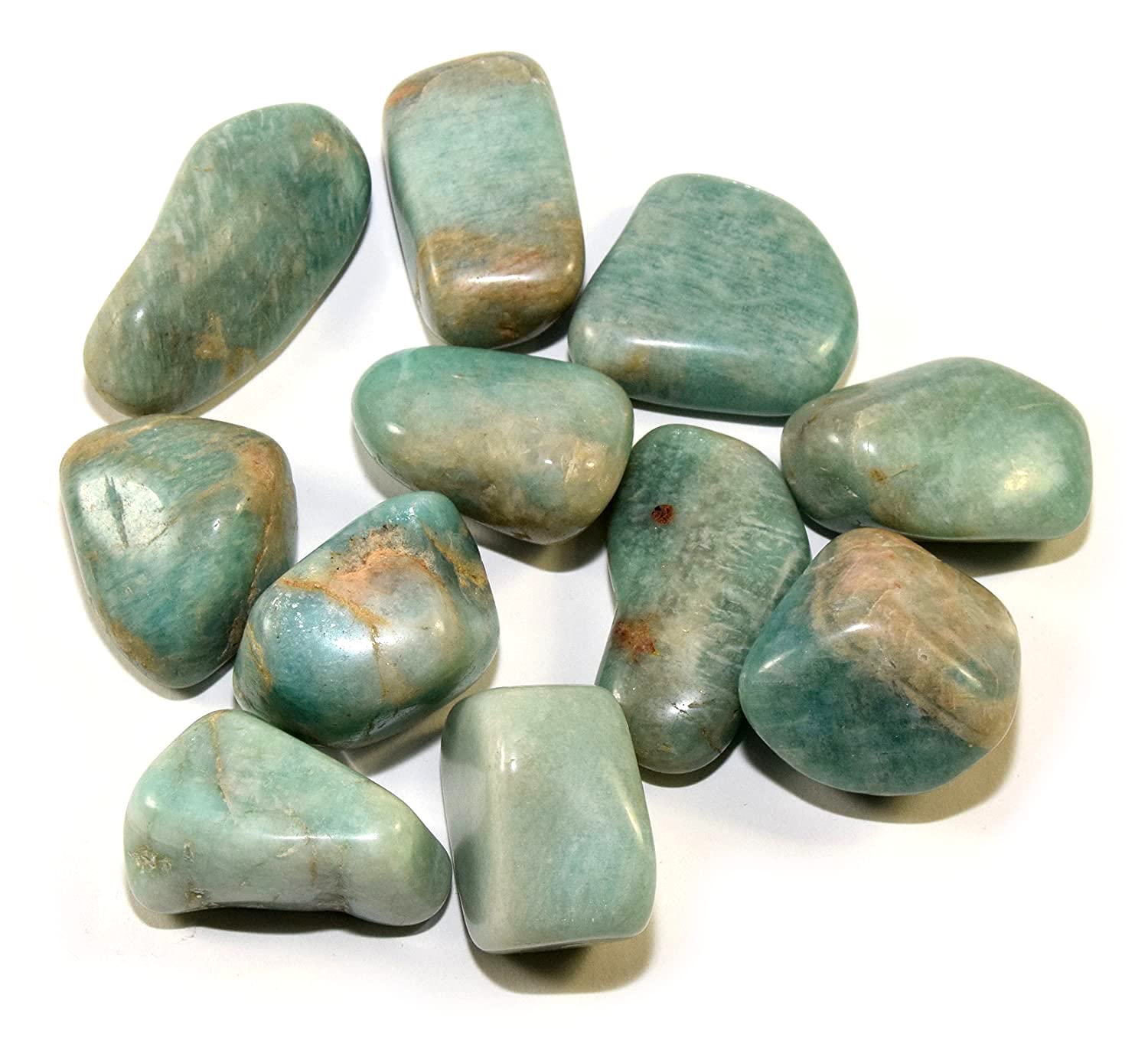 5PCS Green Amazonite Crystal Tumbled Stones Polished Natural Gemstone Feldspar Mineral Specimen Cab from S. Africa