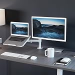 VIVO Fully Adjustable 13 to 32 inch Single Computer Monitor and Laptop Desk Mount Combo, Stand with Grommet Option, Fits up to 17 inch Laptops, White STAND-V002CW