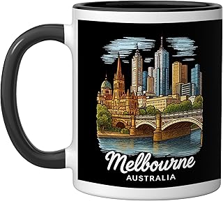 Melbourne Australia Ceramic Mug, Black/White