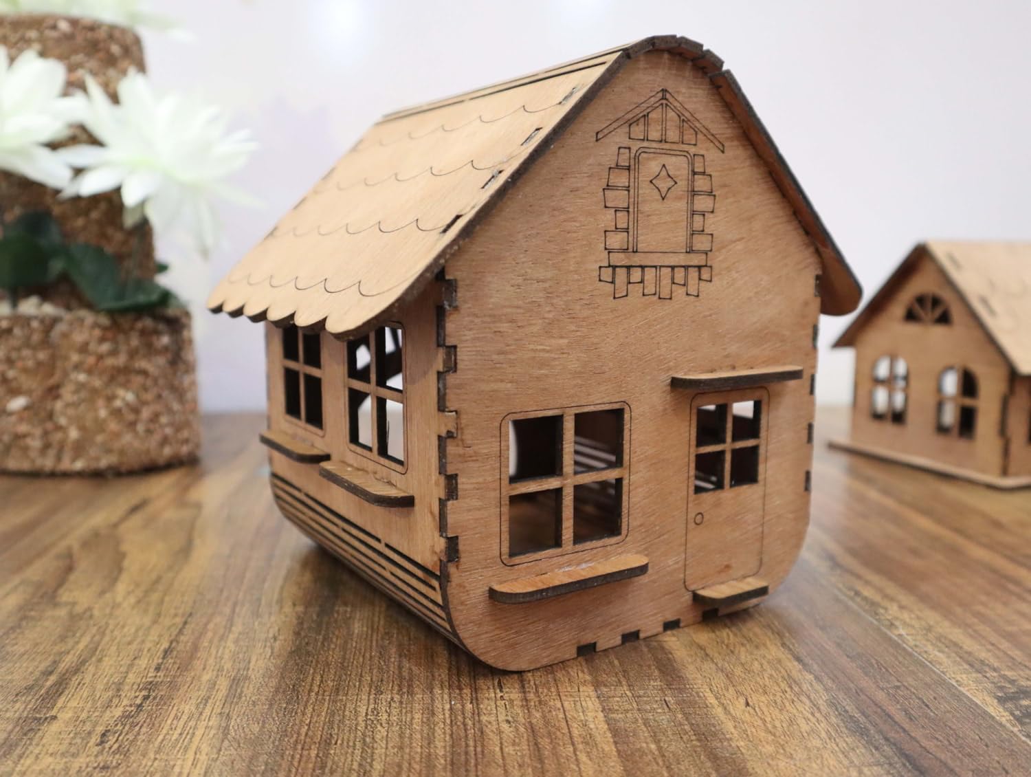 MeeCraft Wooden House Design Tealight Candle Holder for Christmas Decoration - Tealight Stand for Home Decor, 13.5x13x16 cm (Brown) 1