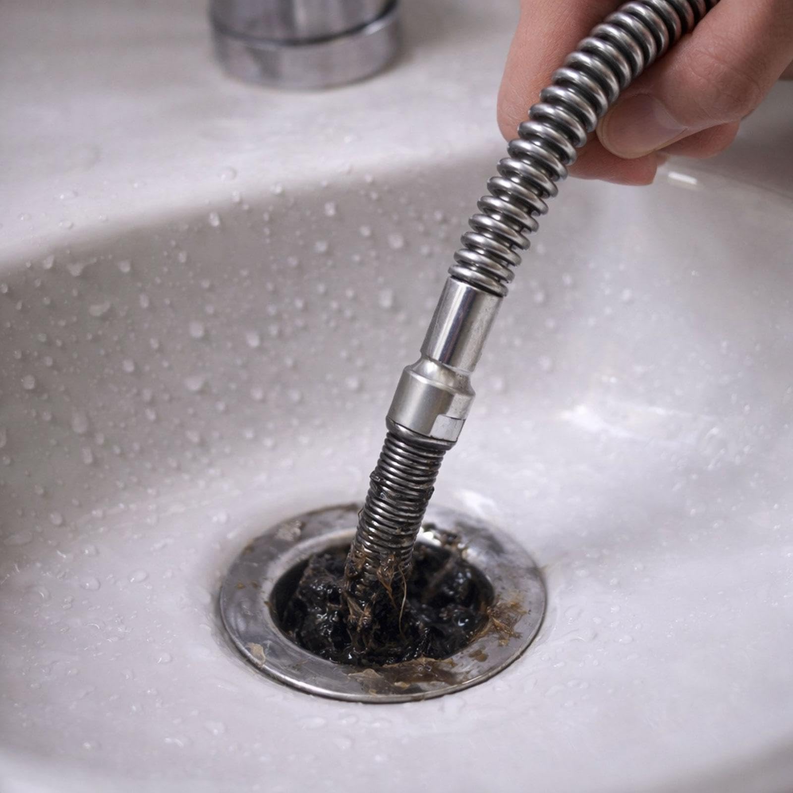 Herramienta para Limpiar Desagües, Serpiente Desatascadora, Tapón para Cabello, Acero, Fácil Instalación, Adecuada para Cocina, Baño Y Bañera, 10m
