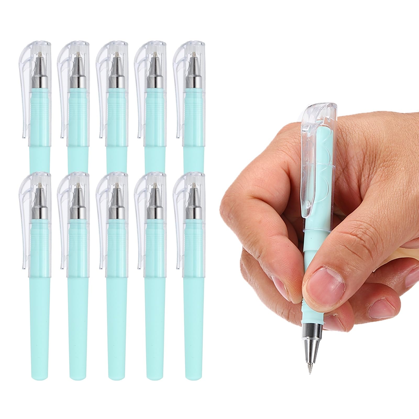 PATIKIL 0.5mm Mini Gel Pens 10Pcs Pocket Pen Black Ink 4.1Inch Light Blue